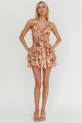 Live Loud Ruffle Layered Hem Mini Dress Floral