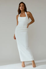 Fire Of Stars Halterneck Bodycon Maxi Dress White