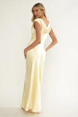Tahlia Rae Mesh Waist Cap Sleeve Maxi Dress Butter