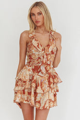 Live Loud Ruffle Layered Hem Mini Dress Floral