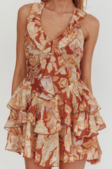 Live Loud Ruffle Layered Hem Mini Dress Floral