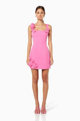 Trompe 3D Floral Mini Dress Pink