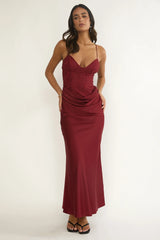 Faelis Draped Waist Maxi Dress Wine