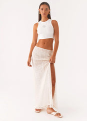 Opal Sequin Maxi Skirt - White