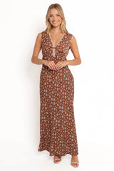 Jackson Maxi Dress - Brown Ditsy Floral
