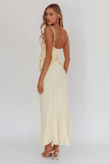 On A Roll Frill Trim Maxi Dress Yellow