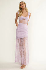 Oliana Twist Bust Lace Maxi Dress Lilac
