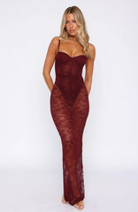 In The Atmosphere Lace Dress Wine