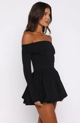 Big Reveal Long Sleeve Mini Dress Black