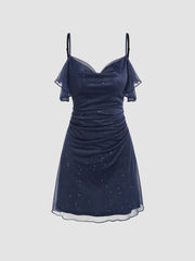 Sequin Ruched Mini Dress