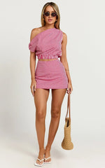 Margie Top - Off The Shoulder Top in Red Gingham