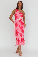 Kairi One-Shoulder Sash Maxi Dress Hot Pink
