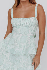 Provence Bloom Tiered Maxi Dress Floral Sage